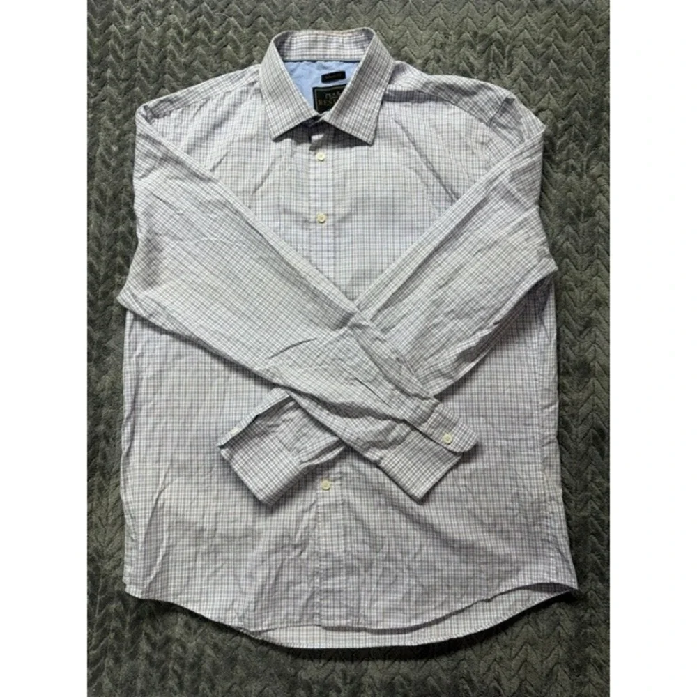 Jos. A. Bank Reserve Mens Large Tailored Fit Egyptian Cotton Check Shirt 0548